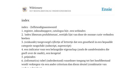 index betekenis.